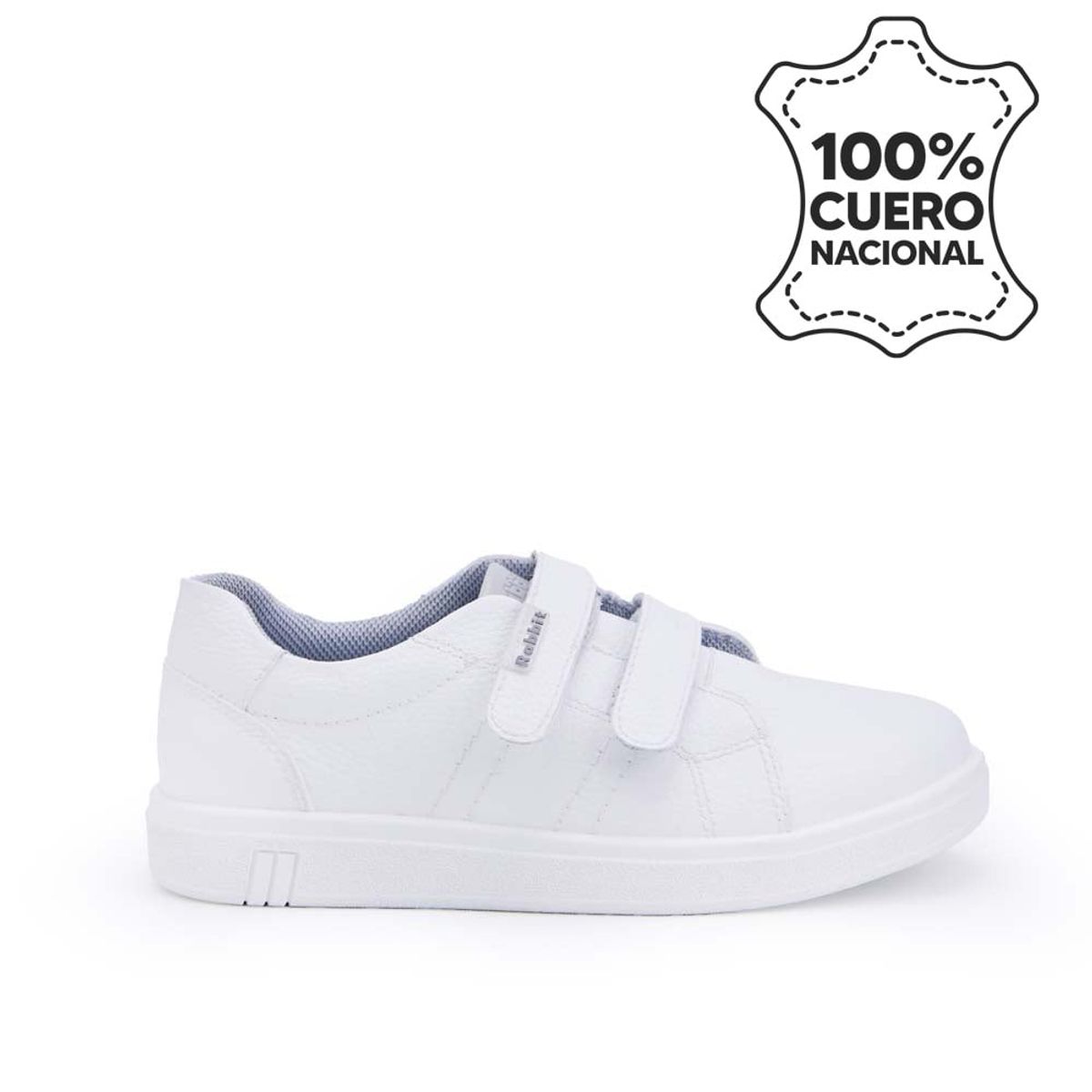 RABBIT - Zapatilla Escolar Unisex Casual ANGEL-078 K Blanco Rabbit Cuero