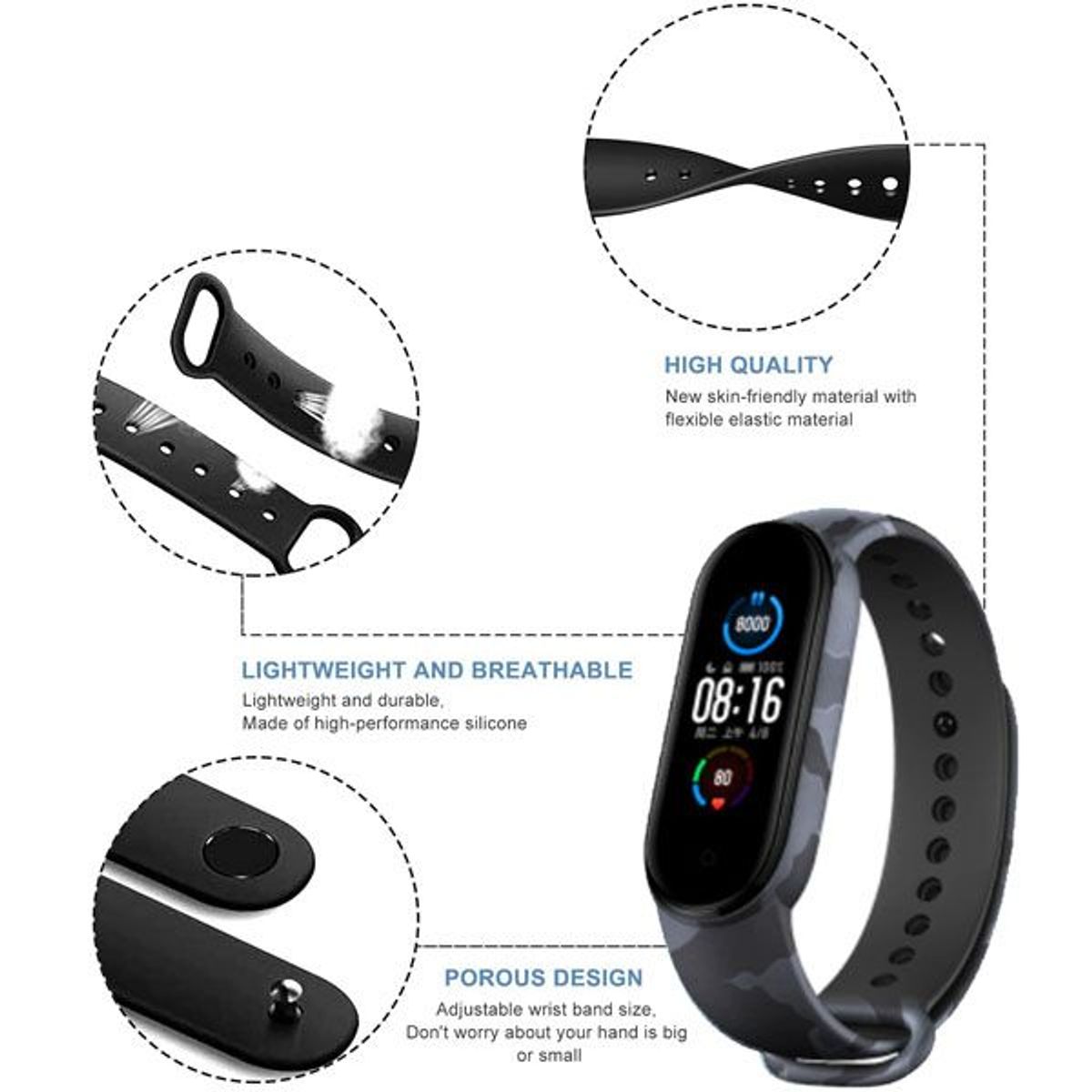 GENERICO - Correa De Silicona Camuflada Para Mi Band 6 - Gris