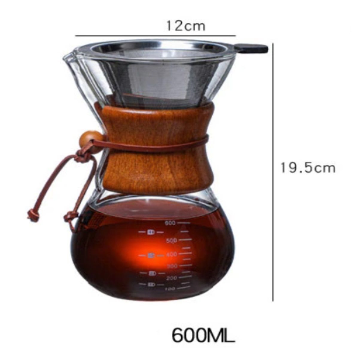 ICHIMATSU - Cafetera Gota a Gota Chemex 600ml con Colador de Acero