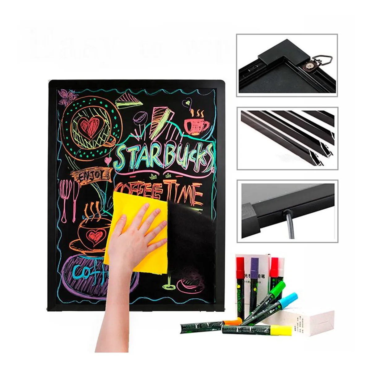 GENERICO - Pizarra luz led tamaño 80 x 60