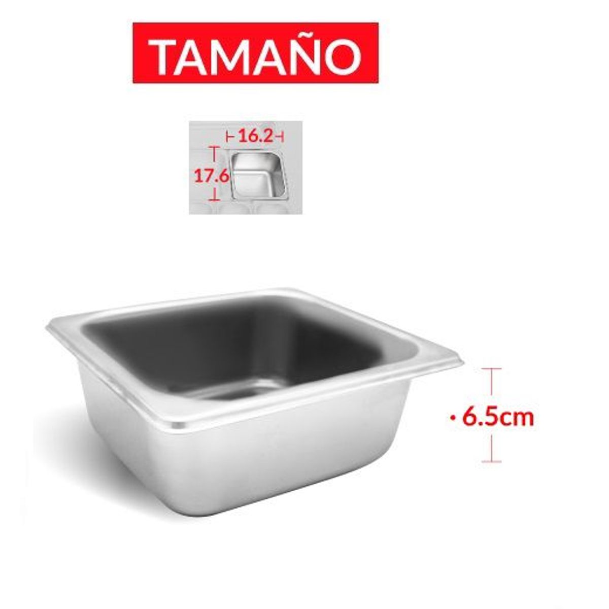 TIGERBEE - BANDEJA GASTRONÓMICA DE ACERO 17.6 cm x 16.2 x 6.5 cm