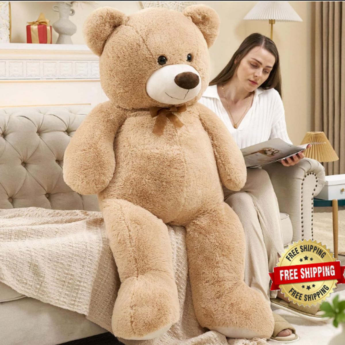 GENERICO - Hermoso PELUCHE Mega OSO Gigante - Beige