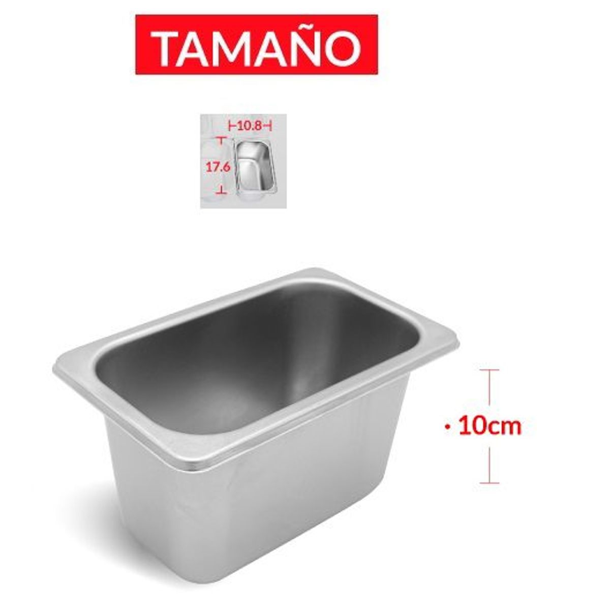 TIGERBEE - BANDEJA GASTRONÓMICA DE ACERO 17.6 cm x 10.8 x 10 cm