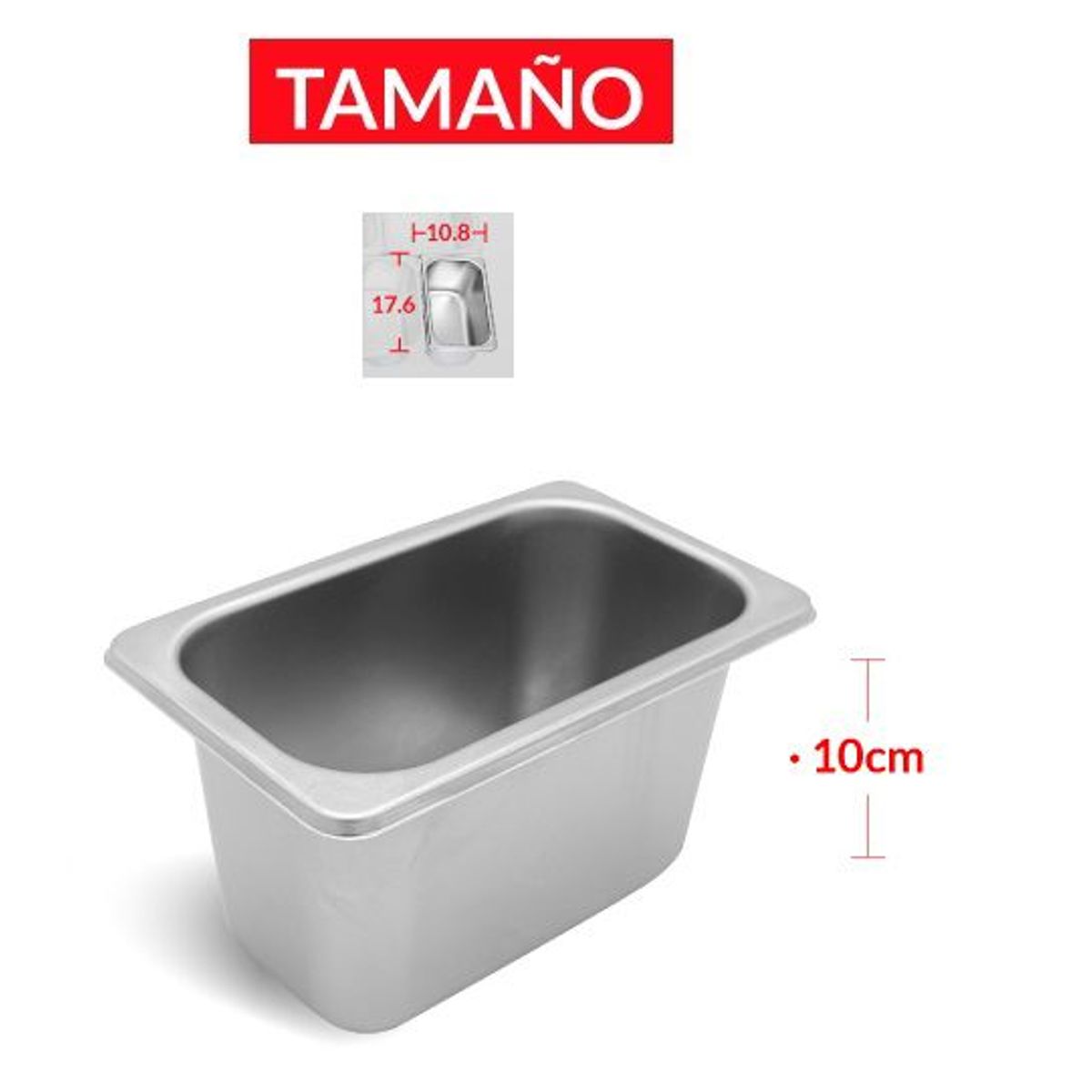 TIGERBEE - BANDEJA GASTRONÓMICA DE ACERO 17.6 cm x 10.8 x 10 cm