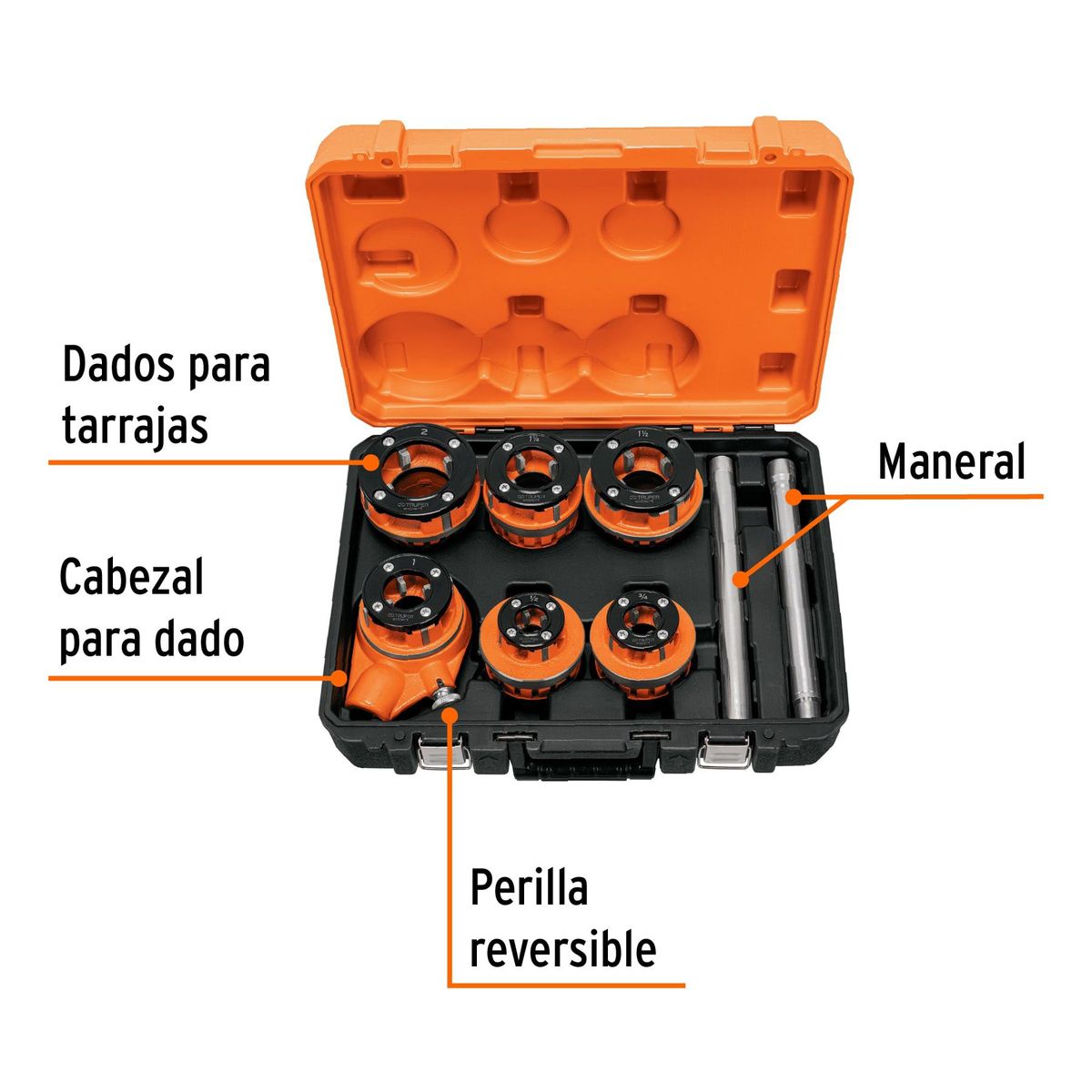 TRUPER - Juego de 7 tarrajas para tubo de 1/2" a 2"