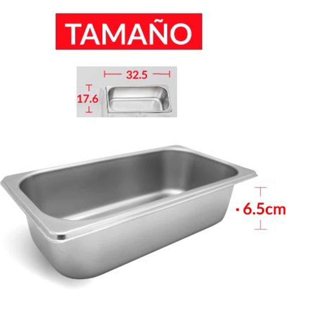 TIGERBEE - BANDEJA GASTRONÓMICA DE ACERO 32.5 cm x 17.6 x 6.5 cm