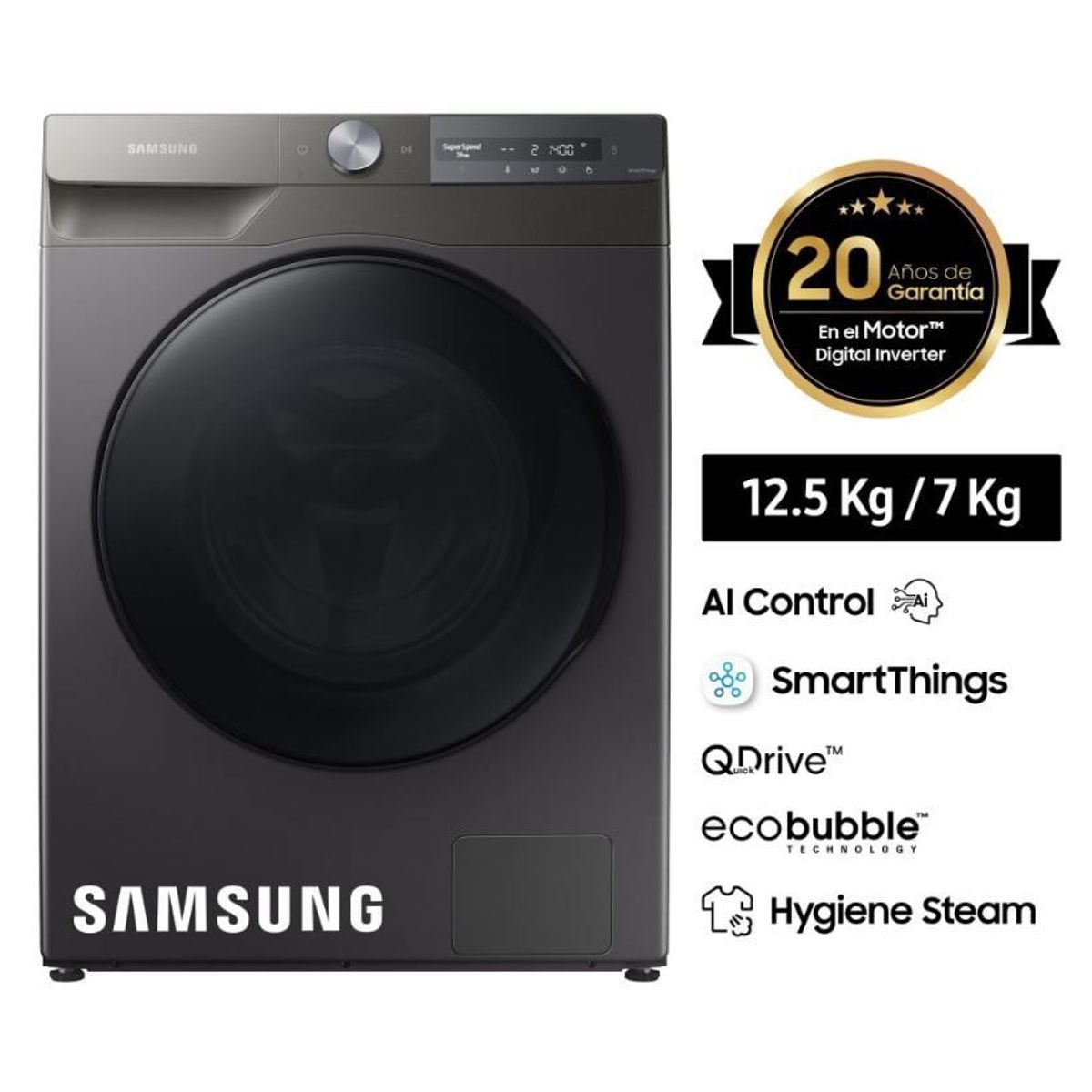 SAMSUNG - LAVASECA SAMSUNG 12.5 KG 7.0 KG WD12T704DBN