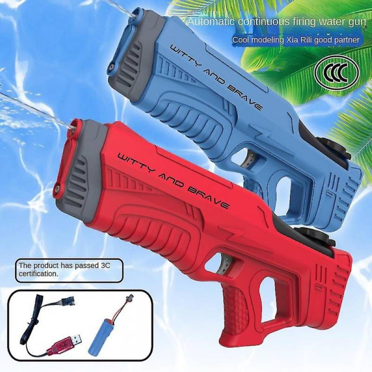 GENERICO - Pistola de Agua Electrica Automatica Recargable Rojo