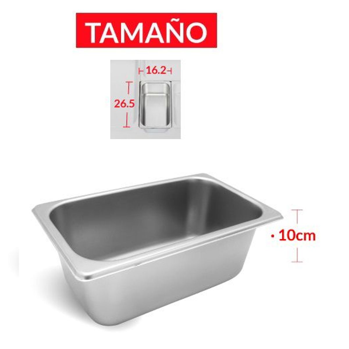 TIGERBEE - BANDEJA GASTRONÓMICA DE ACERO 26.5 cm x 16.2 x 10 cm