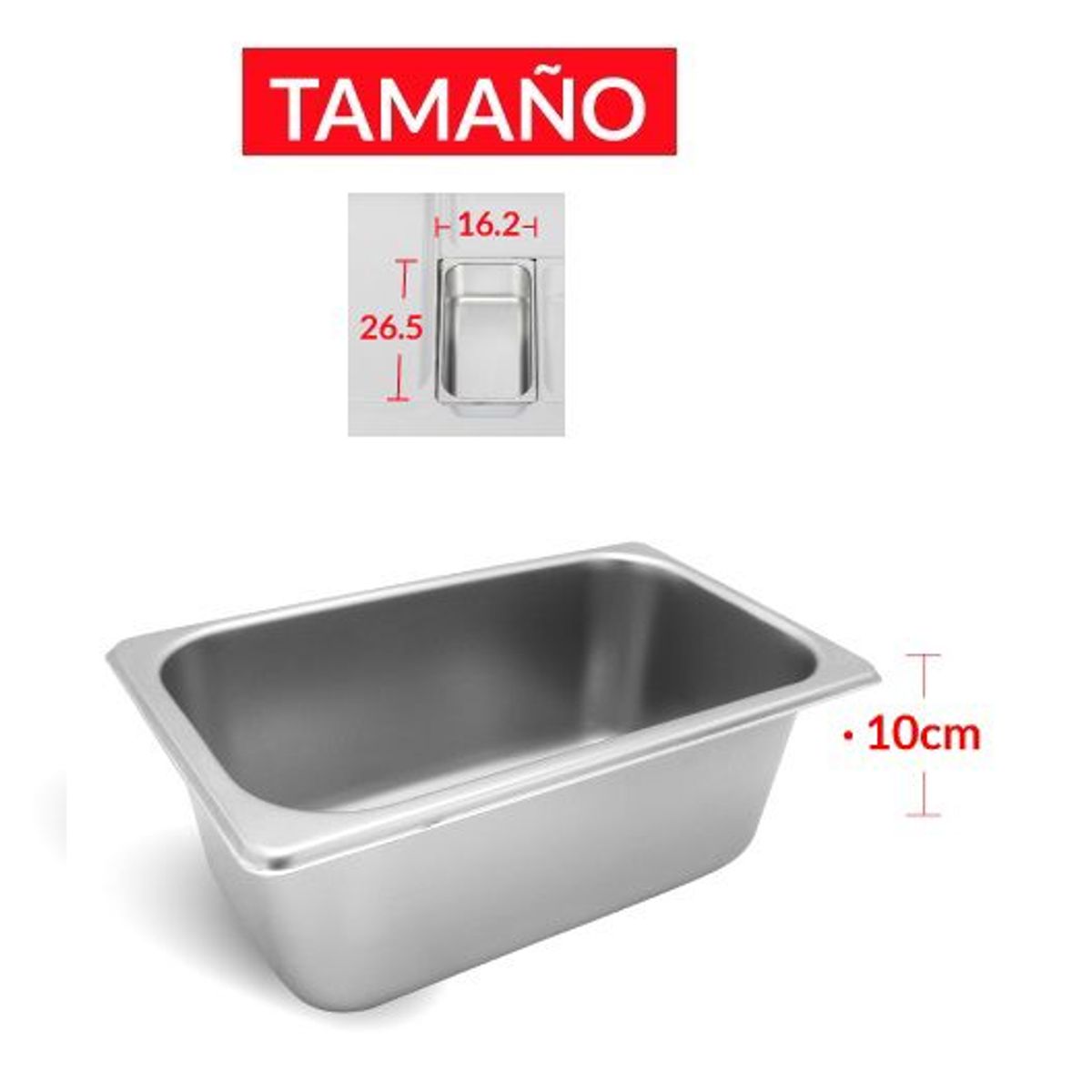 TIGERBEE - BANDEJA GASTRONÓMICA DE ACERO 26.5 cm x 16.2 x 10 cm