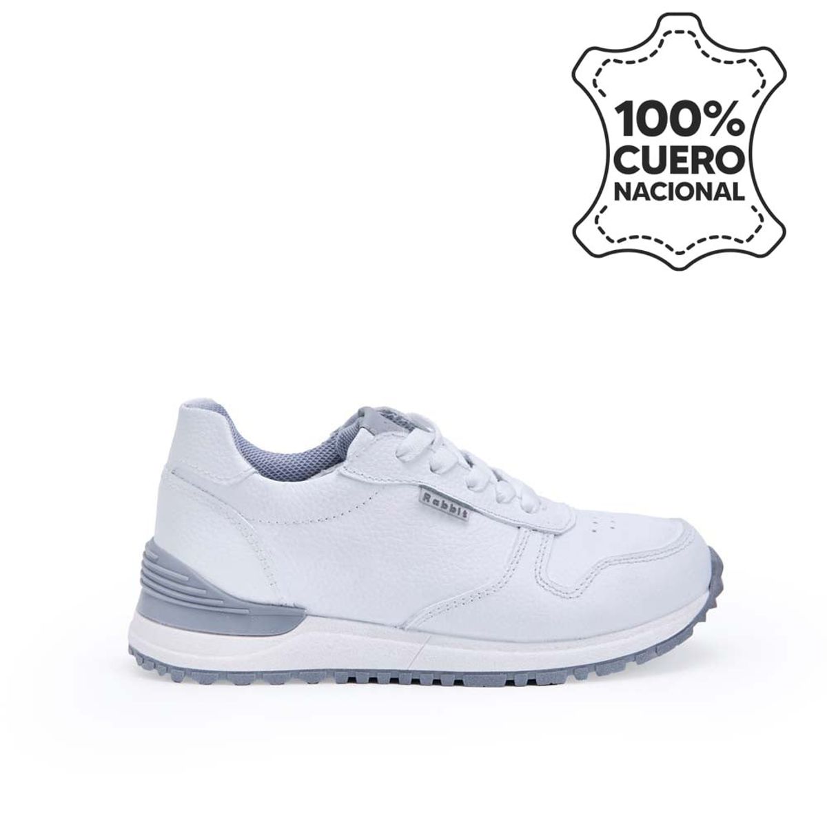 RABBIT - Zapatilla Escolar Unisex Casual ANDREI-027 K Blanco Rabbit Cuero