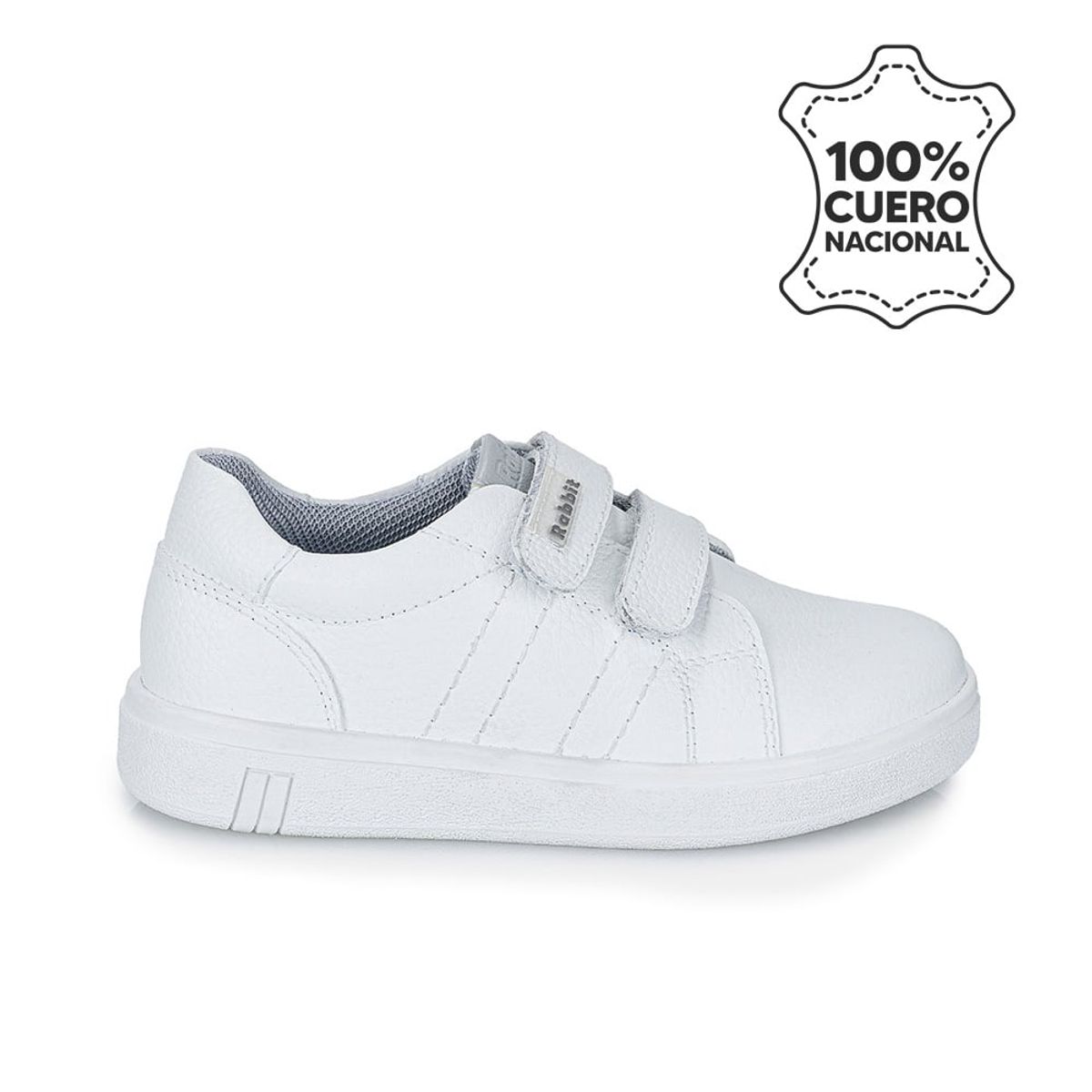 VIALE - Zapatilla Escolar Unisex Casual ANGEL-078 I Blanco Rabbit Cuero