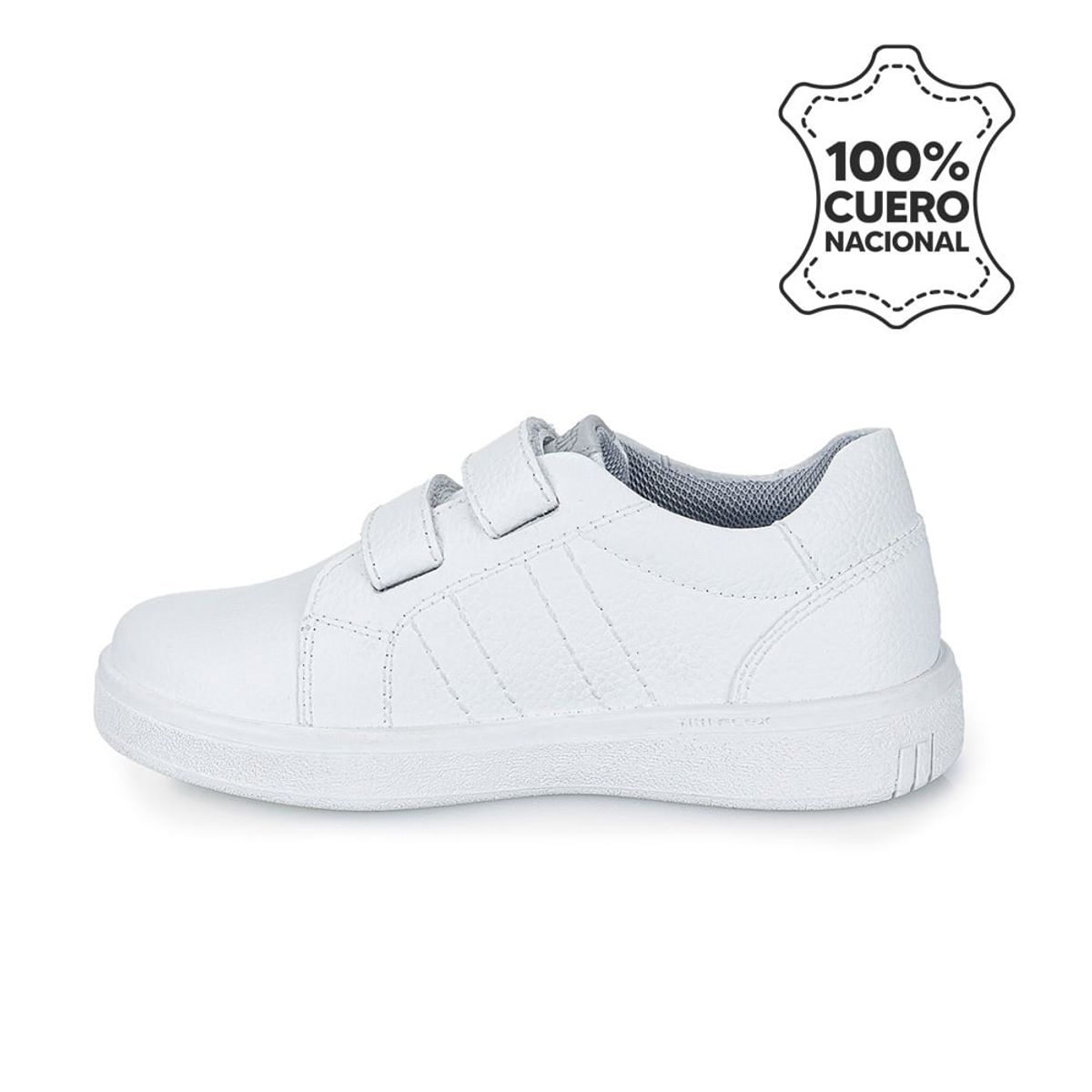 VIALE - Zapatilla Escolar Unisex Casual ANGEL-078 I Blanco Rabbit Cuero