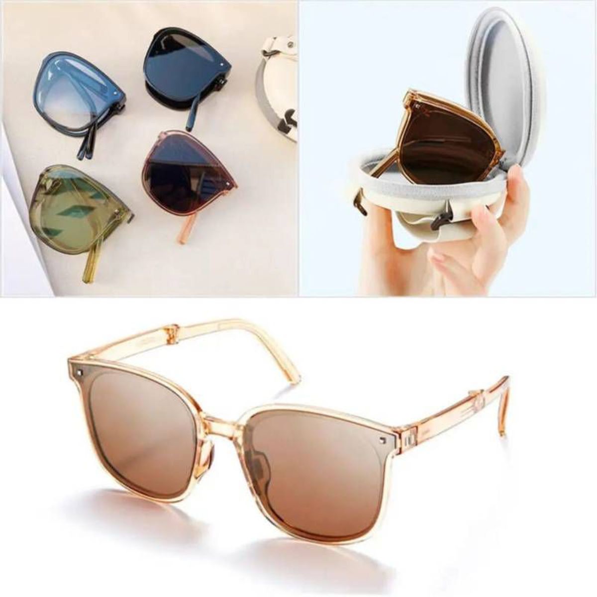 GENERICO - Gafas de sol plegables clásicos retro polarizadas portátil