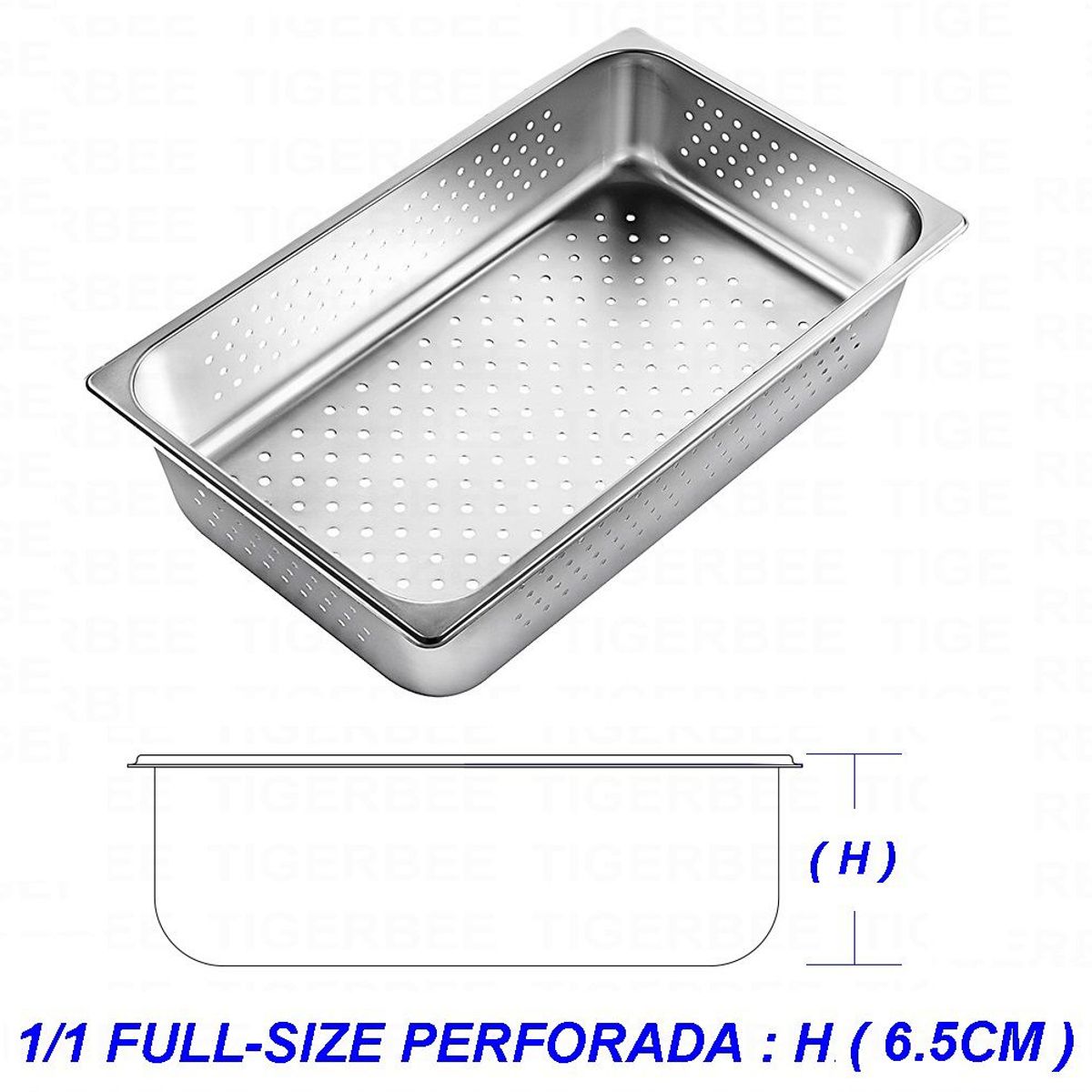 GENERICO - BANDEJA GASTRONÓMICA PERFORADA DE ACERO 53 cm x 32.5 x 6.5 cm