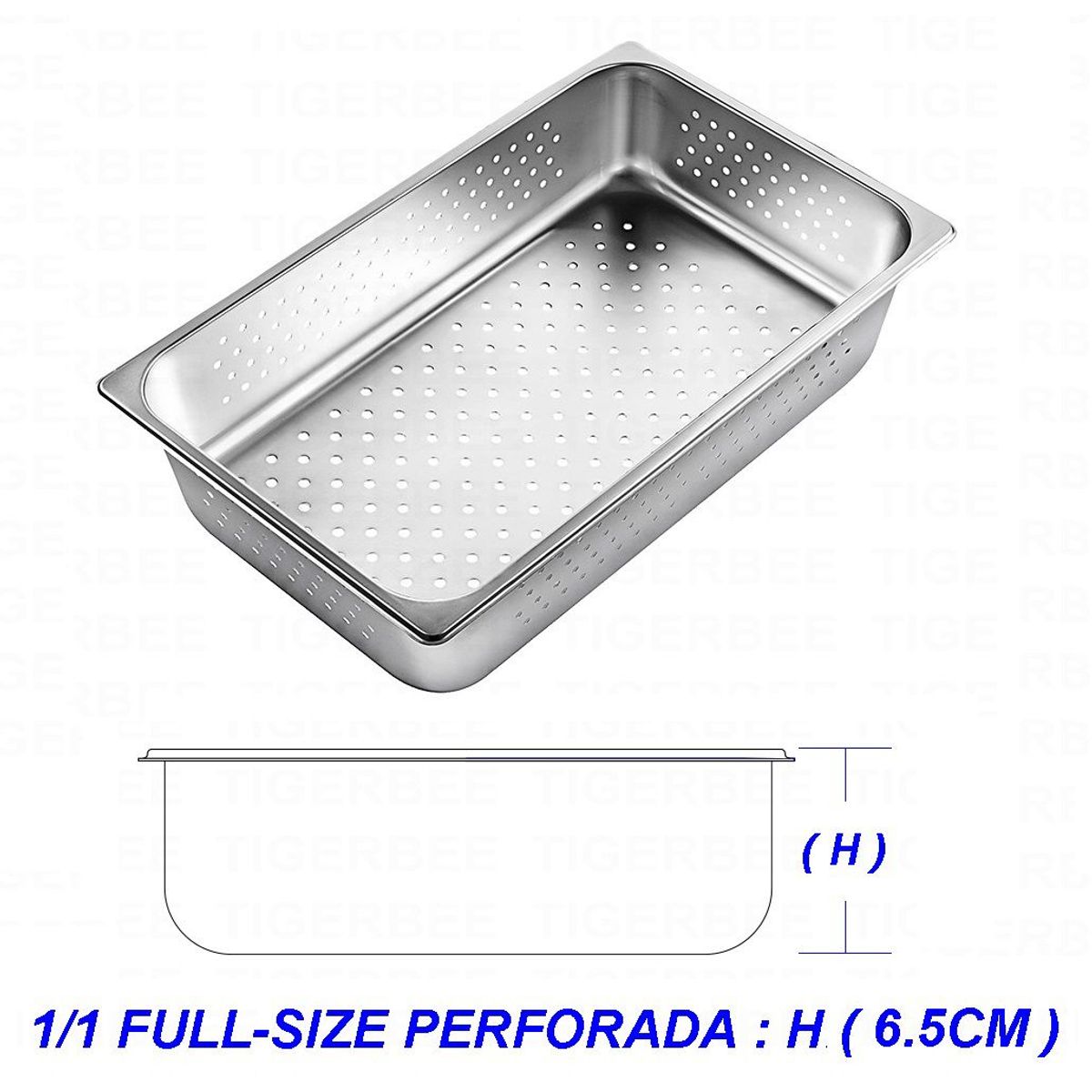 GENERICO - BANDEJA GASTRONÓMICA PERFORADA DE ACERO 53 cm x 32.5 x 6.5 cm