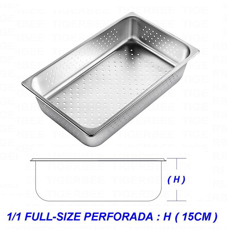 TIGERBEE - BANDEJA GASTRONÓMICA PERFORADA DE ACERO 53 cm x 32.5 x 15 cm