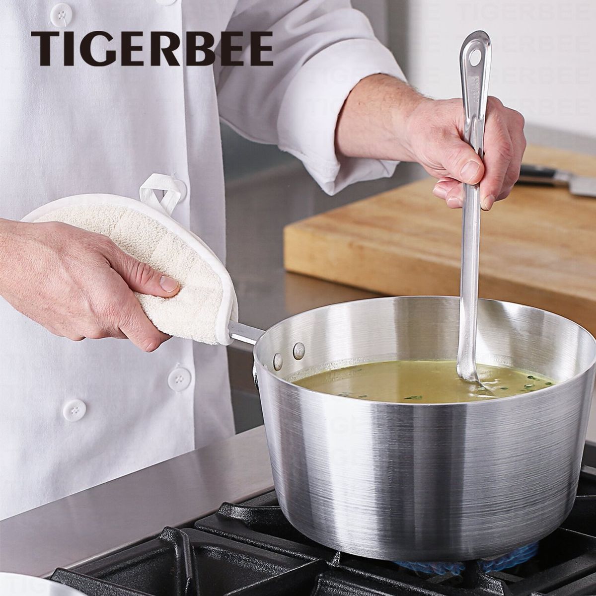 TIGERBEE - CACEROLA DE ALUMINIO DE 24 CM CON TAPA Y MANGO DE SILICONA