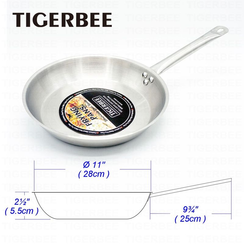 TIGERBEE - SARTEN DE ACERO INOXIDABLE DE 28 CM