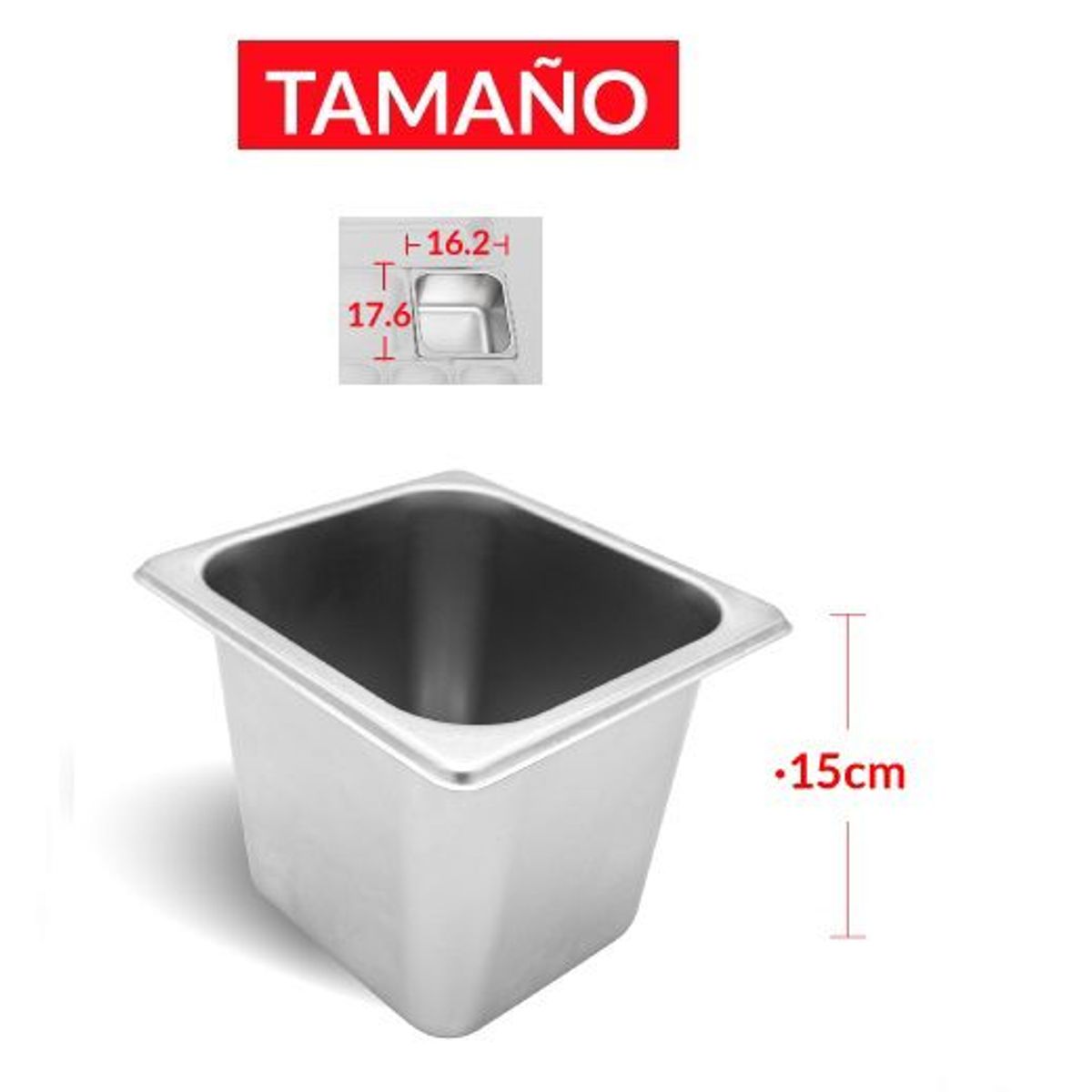 TIGERBEE - BANDEJA GASTRONÓMICA DE ACERO 17.6 cm x 10.8 x 15 cm