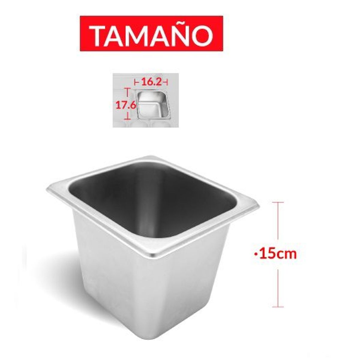 TIGERBEE - BANDEJA GASTRONÓMICA DE ACERO 17.6 cm x 10.8 x 15 cm