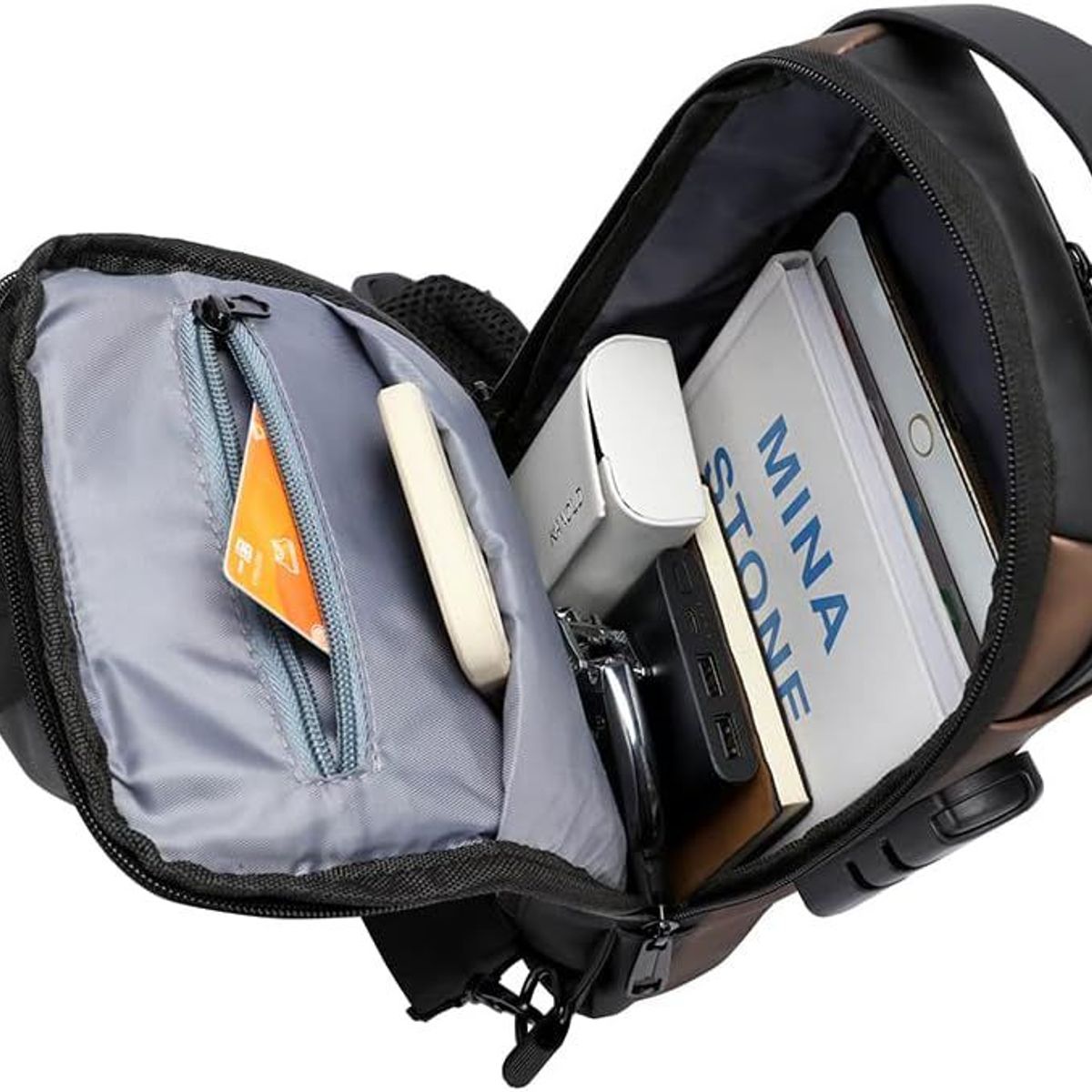 GENERICO - Morral Antirobo  con Clave e impermeable Marron con plomo