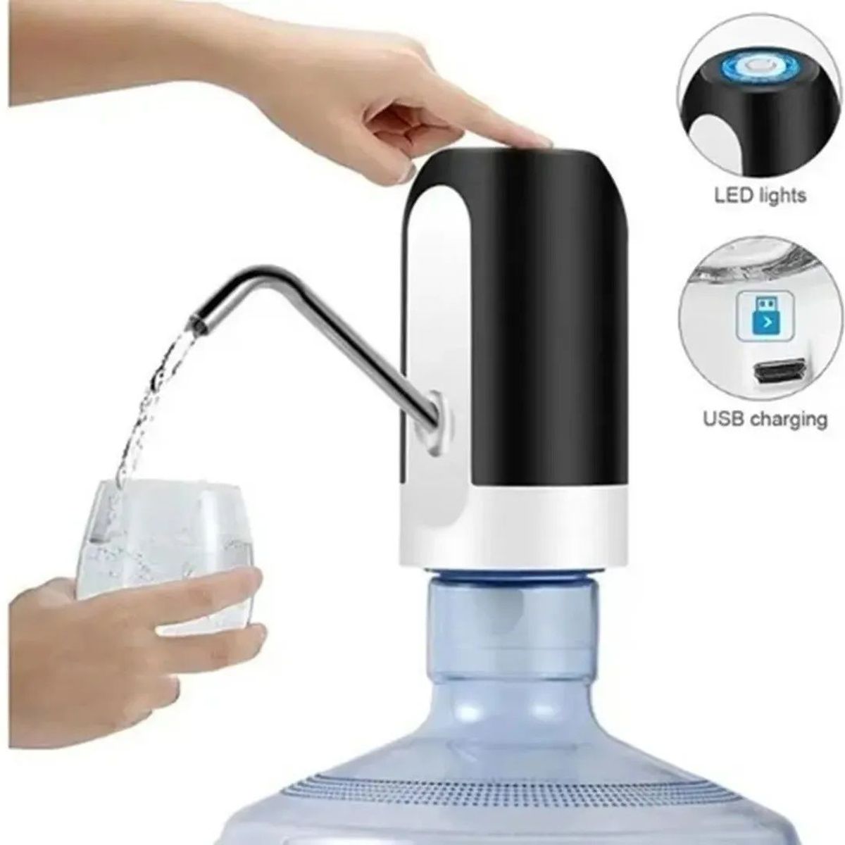 GENERICO - Dispensador de Agua para Bidón de Hasta 18L Carga USB