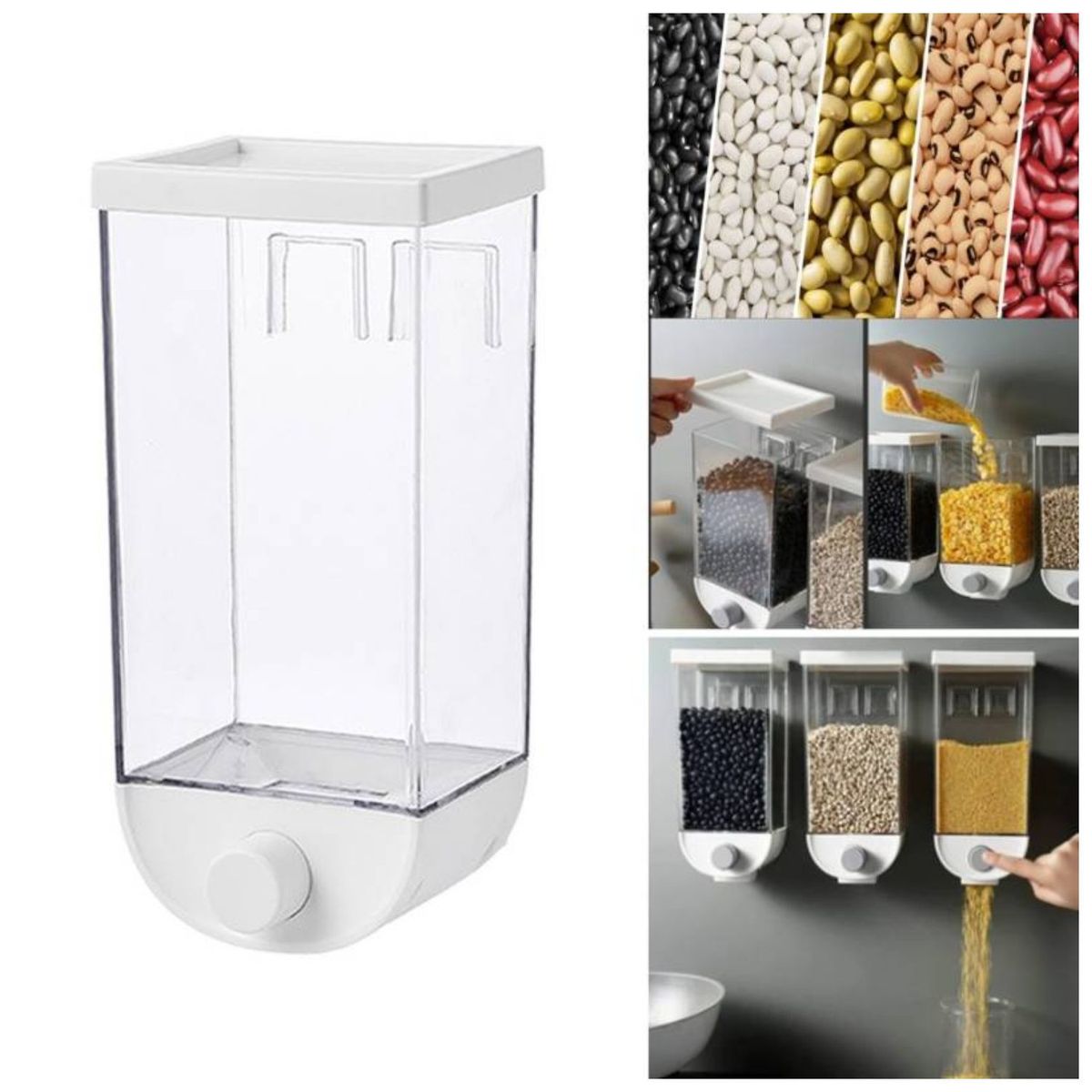 GENERICO - Dispensador de Cereal Menestras de Pared para Cocina