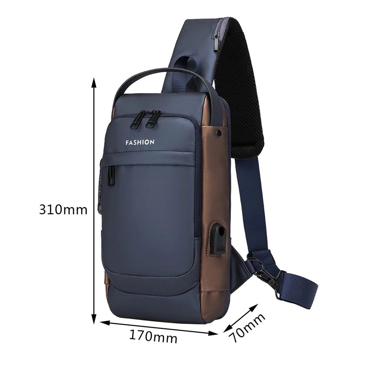 GENERICO - Morral Antirobo  con Clave e impermeable Negro con marron