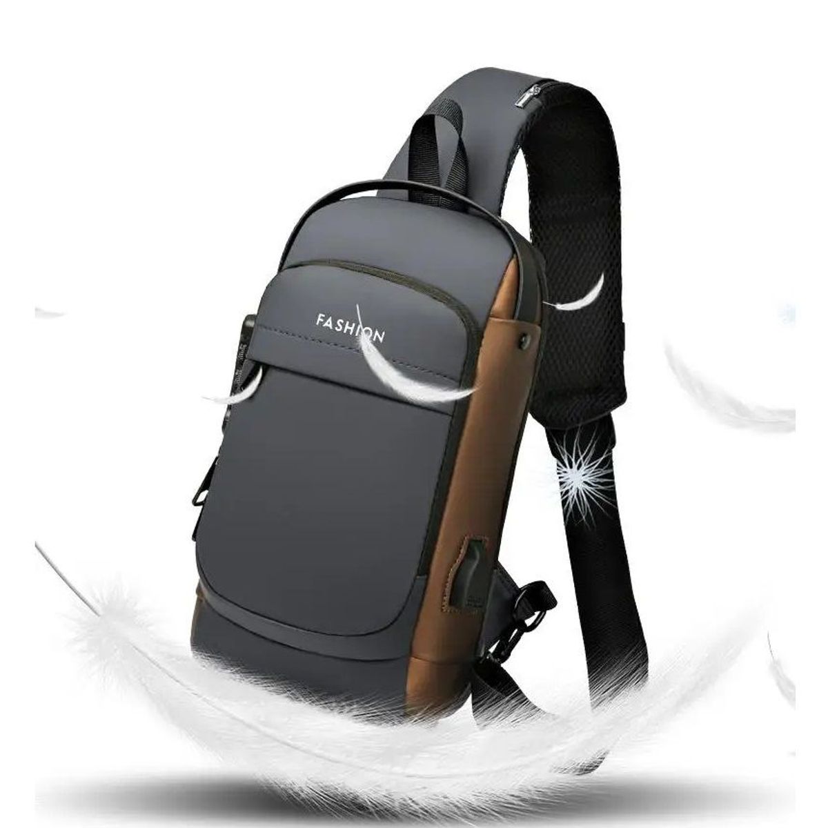 GENERICO - Morral Antirobo  con Clave e impermeable Negro con marron