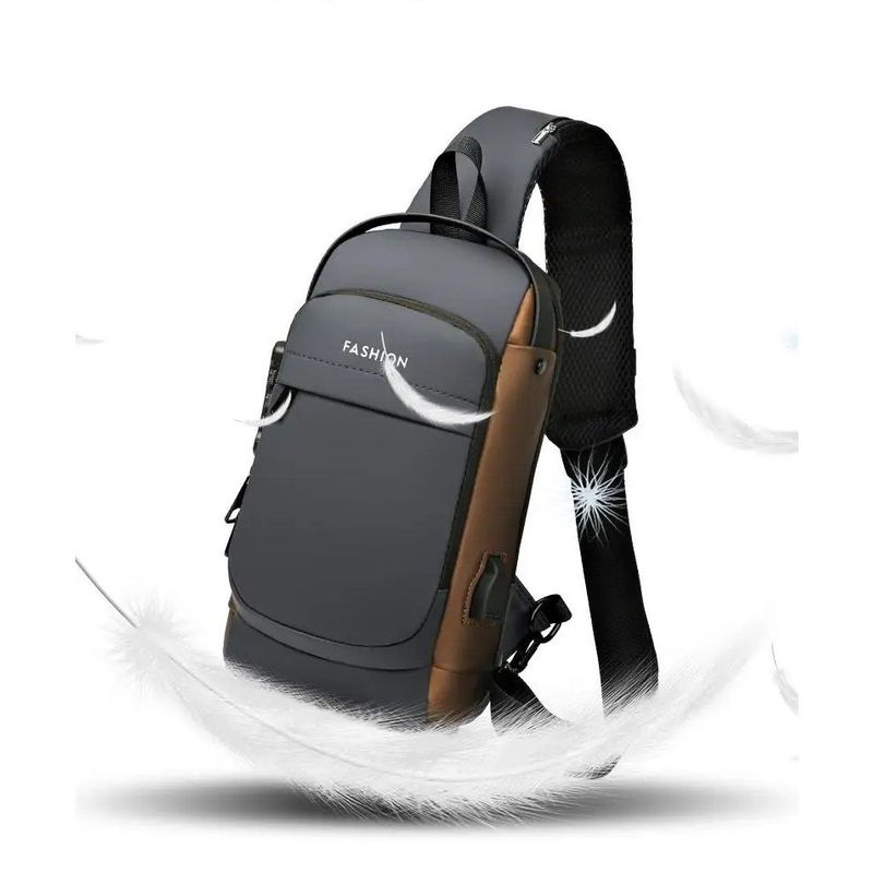 GENERICO - Morral Antirobo  con Clave e impermeable Negro con marron