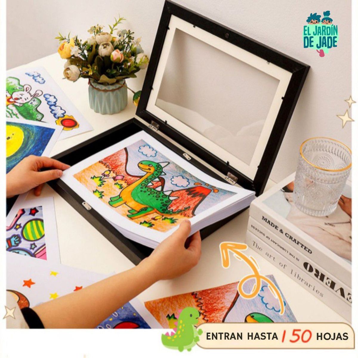 GENERICO - Marco Mágico para Dibujos A3 Negro JARDIN DE JADE