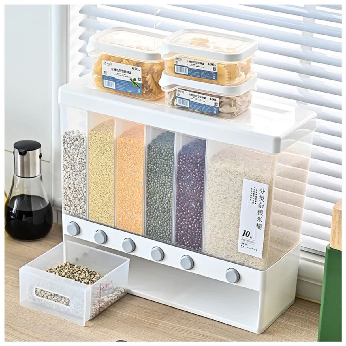 GENERICO - Dispensador De Menestras Arroz Cereal Con 6 Divisiones