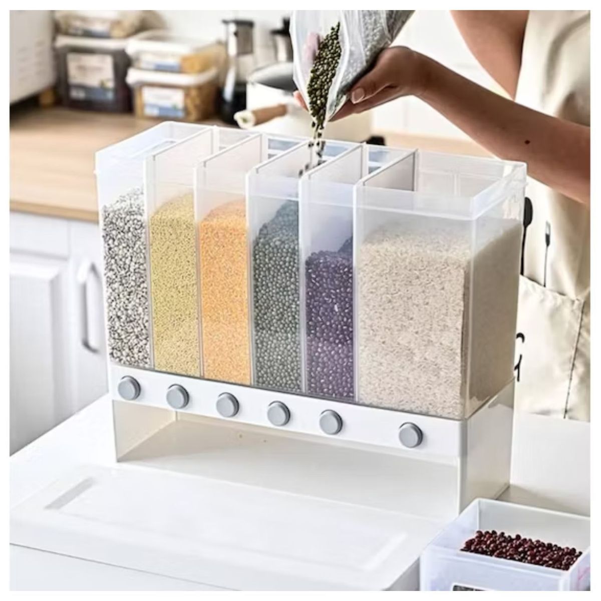 GENERICO - Dispensador De Menestras Arroz Cereal Con 6 Divisiones