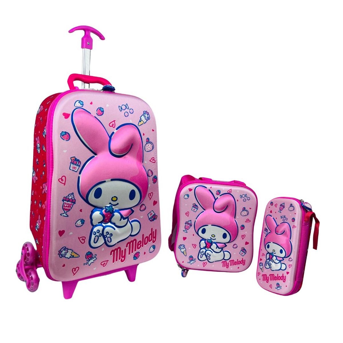 SCOOL - MOCHILA MALETA ESCALADORA CON 6 RUEDAS MY MELODY ROSADO