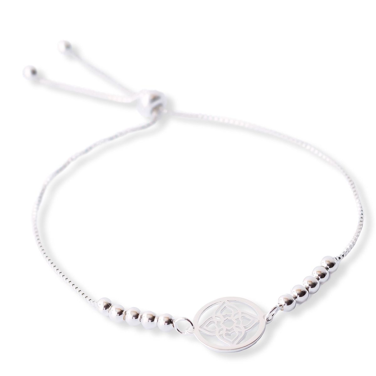AMBAR JOYERIA - Pulsera de Plata 925 Regulable Mandala Fe Silver