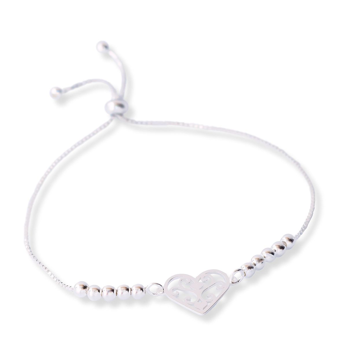 AMBAR JOYERIA - Pulsera de Plata 925 Regulable Corazones 3 en 1 Silver
