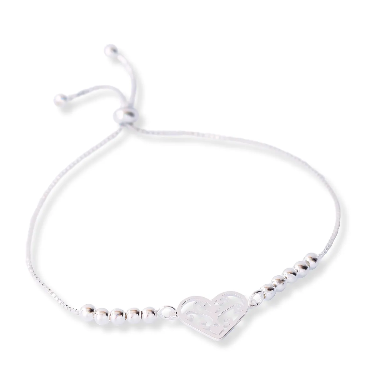 AMBAR JOYERIA - Pulsera de Plata 925 Regulable Corazones 3 en 1 Silver