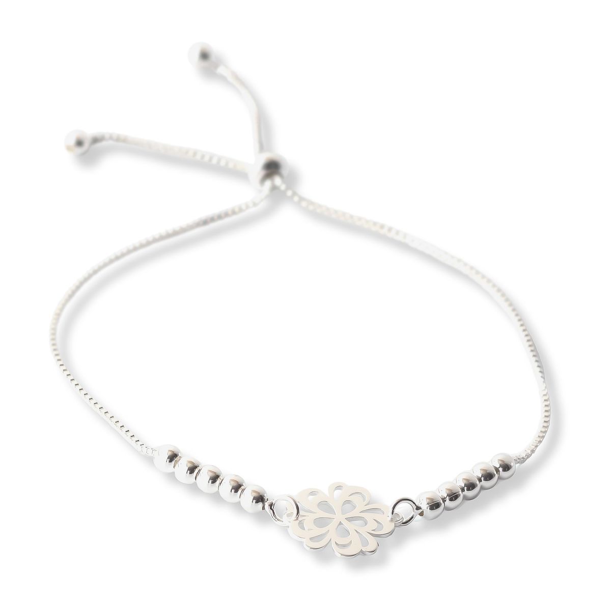AMBAR JOYERIA - Pulsera de Plata Mandala Flor Regulable Silver