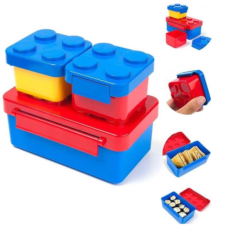 GENERICO - Set de 3 Contenedores de Plástico Bloques Lego