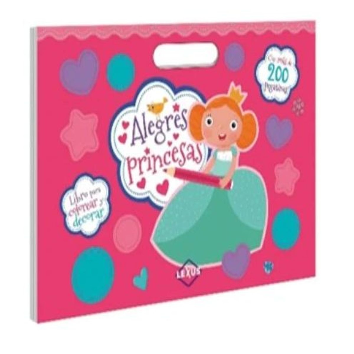 GENERICO - Libro Infantil Alegres Princesas- Libros para colorear y decorar con stickers