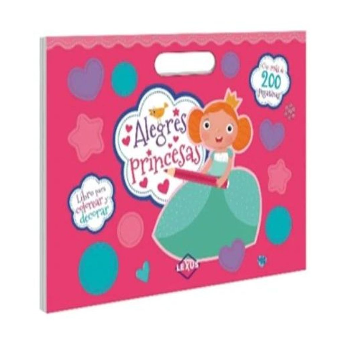 GENERICO - Libro Infantil Alegres Princesas- Libros para colorear y decorar con stickers