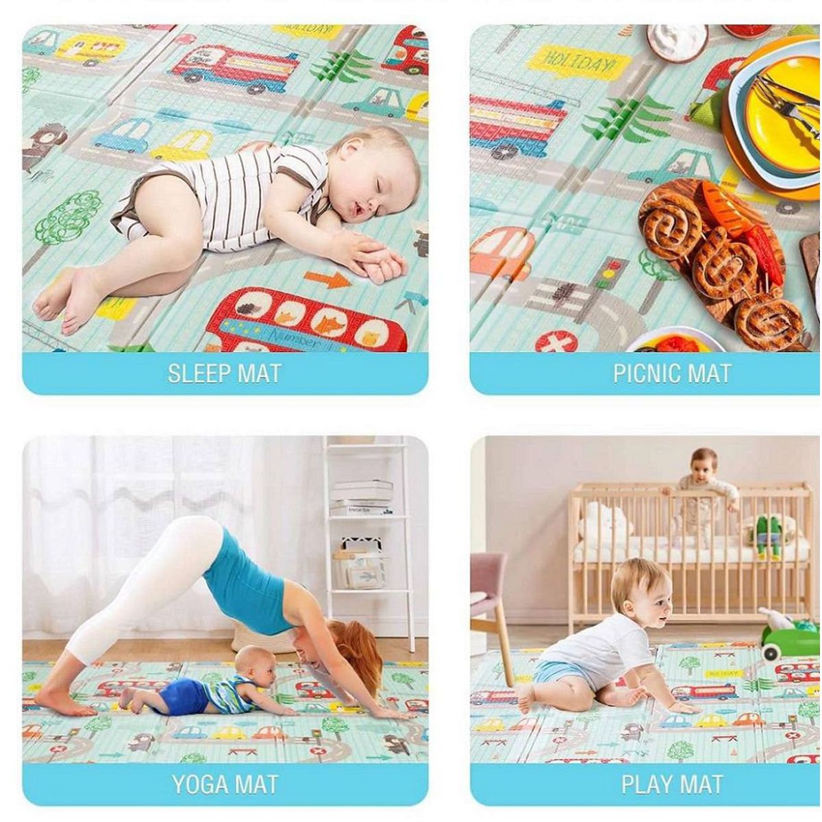 GENERICO - Alfombra de Juego para Bebé Plegable Portátil Reversible