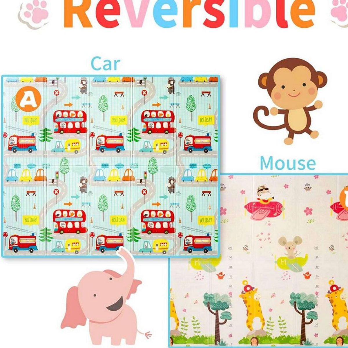 GENERICO - Alfombra de Juego para Bebé Plegable Portátil Reversible