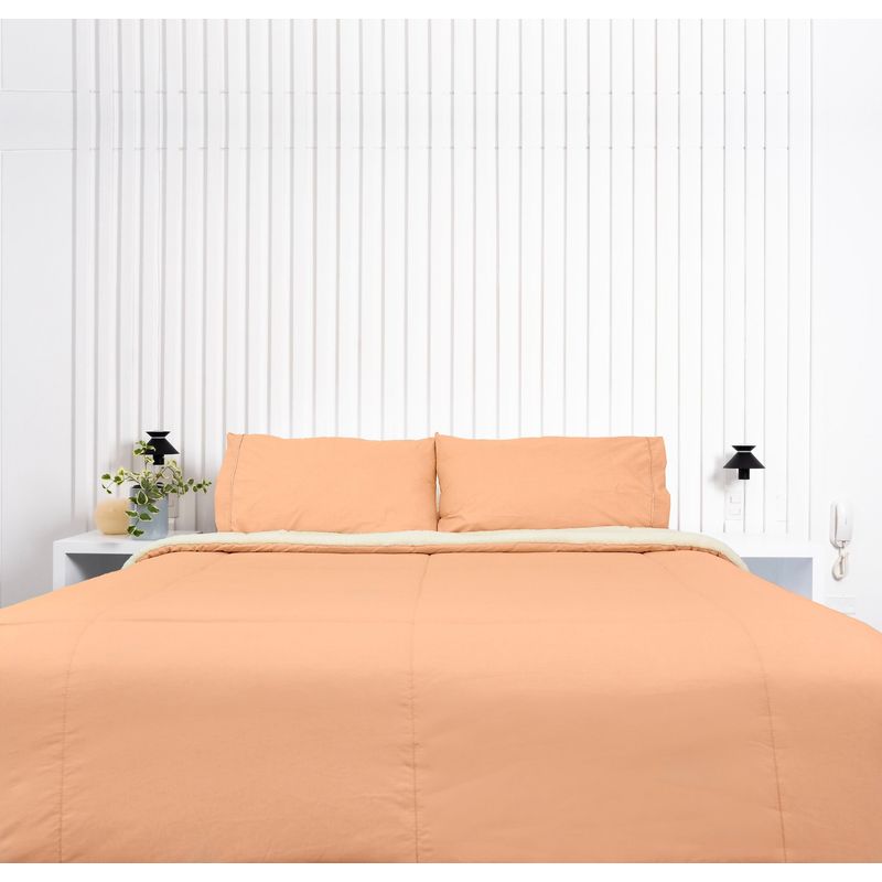 COBITEX HOME - Edredón 1 plaza melón con reversible de corderito cobitex 100% algodón