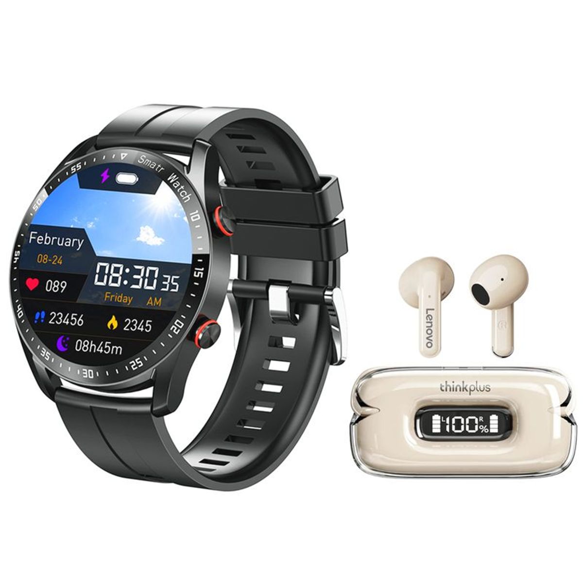LENOVO - Lenovo X15 II De Audífonos tws-Blanco y Toumi Watch GT-X-Negro