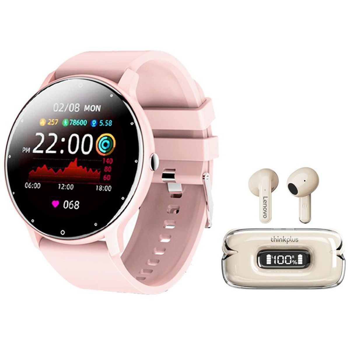 LENOVO - Lenovo X15 II De Audífonos tws-Blanco y Toumi Watch Fit 2-Rosa