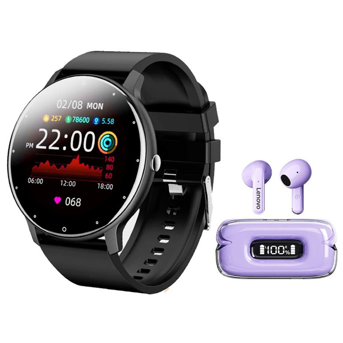 LENOVO - Lenovo X15 II De Audífonos tws-Morado y Toumi Watch Fit 2-Negro