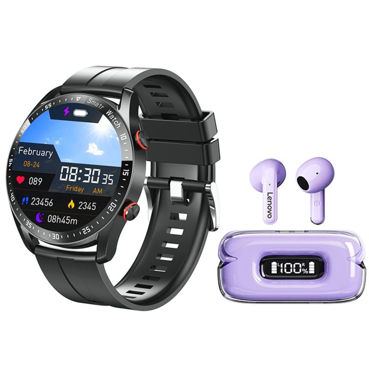 LENOVO - Lenovo X15 II De Audífonos tws-Morado y Toumi Watch GT-X-Negro