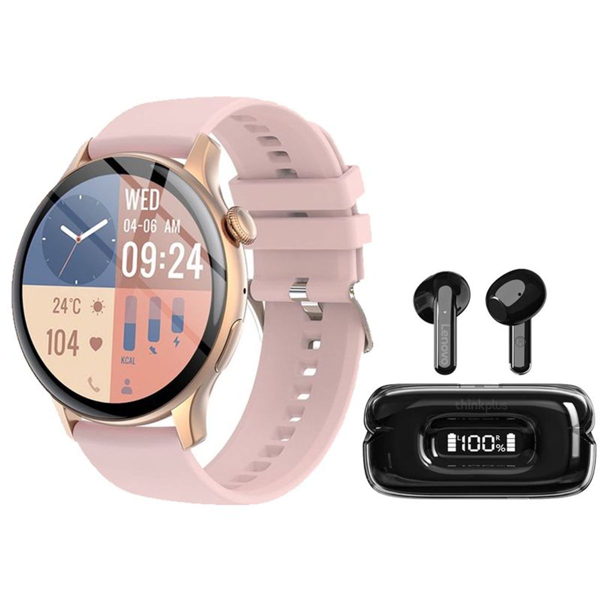 LENOVO - Lenovo X15 II De Audífonos tws-Negro y Toumi Watch GT-H5-Rosa